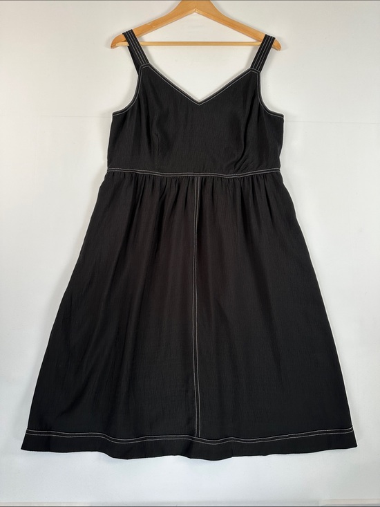 Ricki's Dresses & Skirts - Ricki’s Black Midi Dress Contrast Stitch Sleeveless Fit Flare Utility Size L